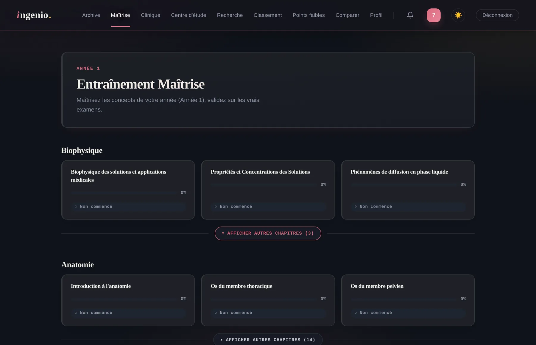 Aper&ccedil;u de l'entra&icirc;nement Ma&icirc;trise sur Ingenio